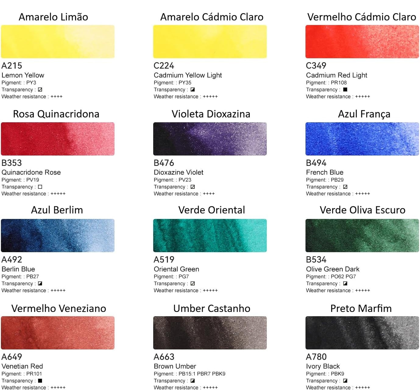 Conjunto de Aguarelas Paul Rubens 5ª Geração (Série Youlan) – Kit de Seleção Artista 12 Cores em Pastilha