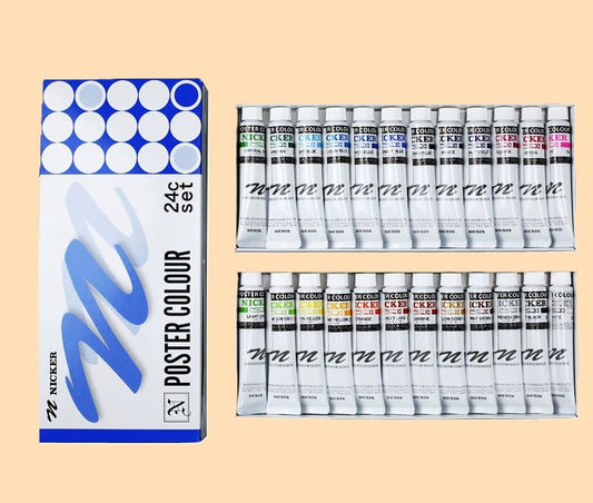 Guache Profissional Japonesa Nicker Poster Color - Conjunto 24 Cores x 20ml
