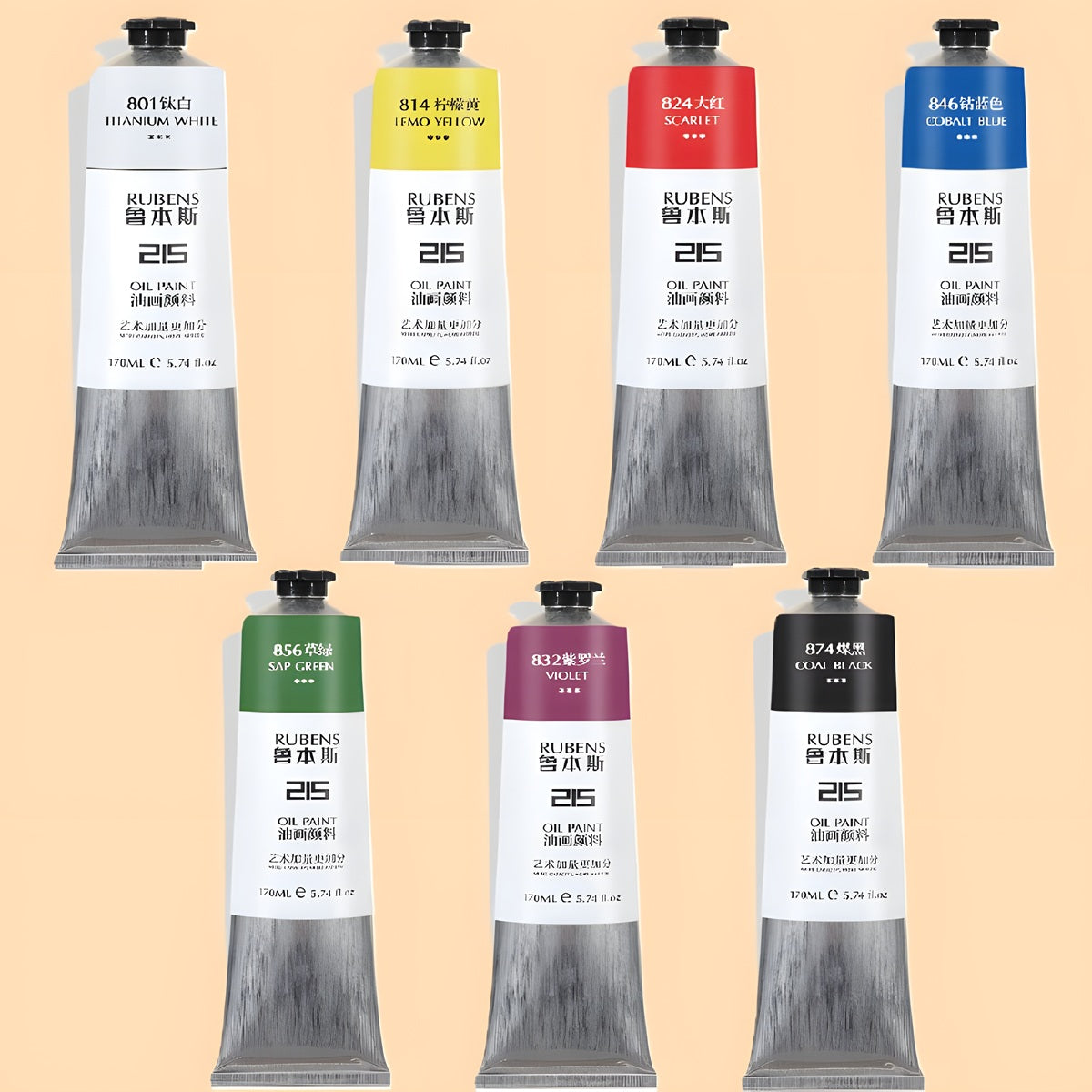 Conjunto de Tintas a Óleo Paul Rubens Série 215 – Kit de Seleção Estúdio 7 Cores (7x50ml)