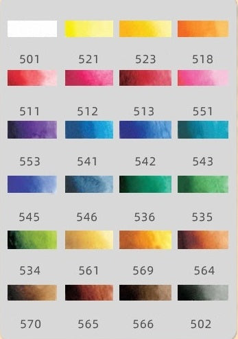 Amostra Aguarela Mijello-Mission Gold Class Pure Pigment Watercolor 24 Cores x 0.5ml