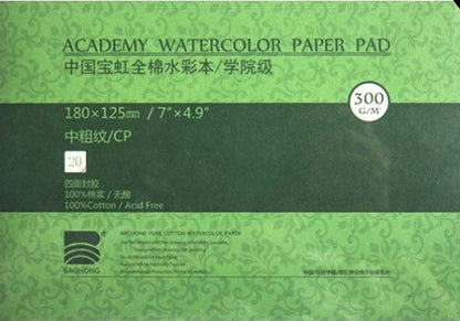 Papel de Aguarela Baohong Academy 100% Algodão (Grão Fino / Cold Pressed - 20 Folhas-300g/m2)
