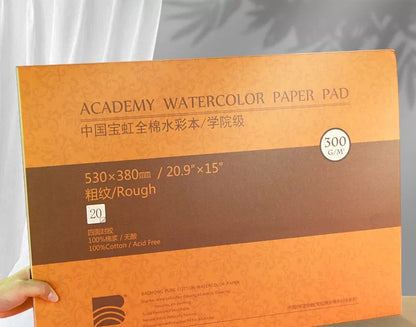 Papel de Aguarela Baohong Academy 100% Algodão Grão Torcido (Rugoso) / Rough - 20 Folhas-300g/m2)