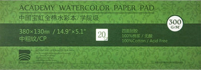 Papel de Aguarela Baohong Academy 100% Algodão (Grão Fino / Cold Pressed - 20 Folhas-300g/m2)
