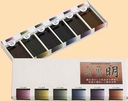 Boku-Undo E-Sumi Mei-Aguarelas Japonesas de Fusão Cromática com Tinta Sumi (Conjunto de 6 Cores Brilhantes)