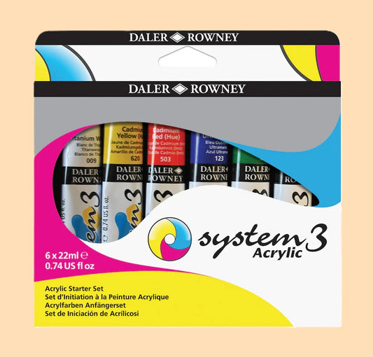 Conjunto de Tintas Acrílicas Daler-Rowney System3 (6 x 22ml)