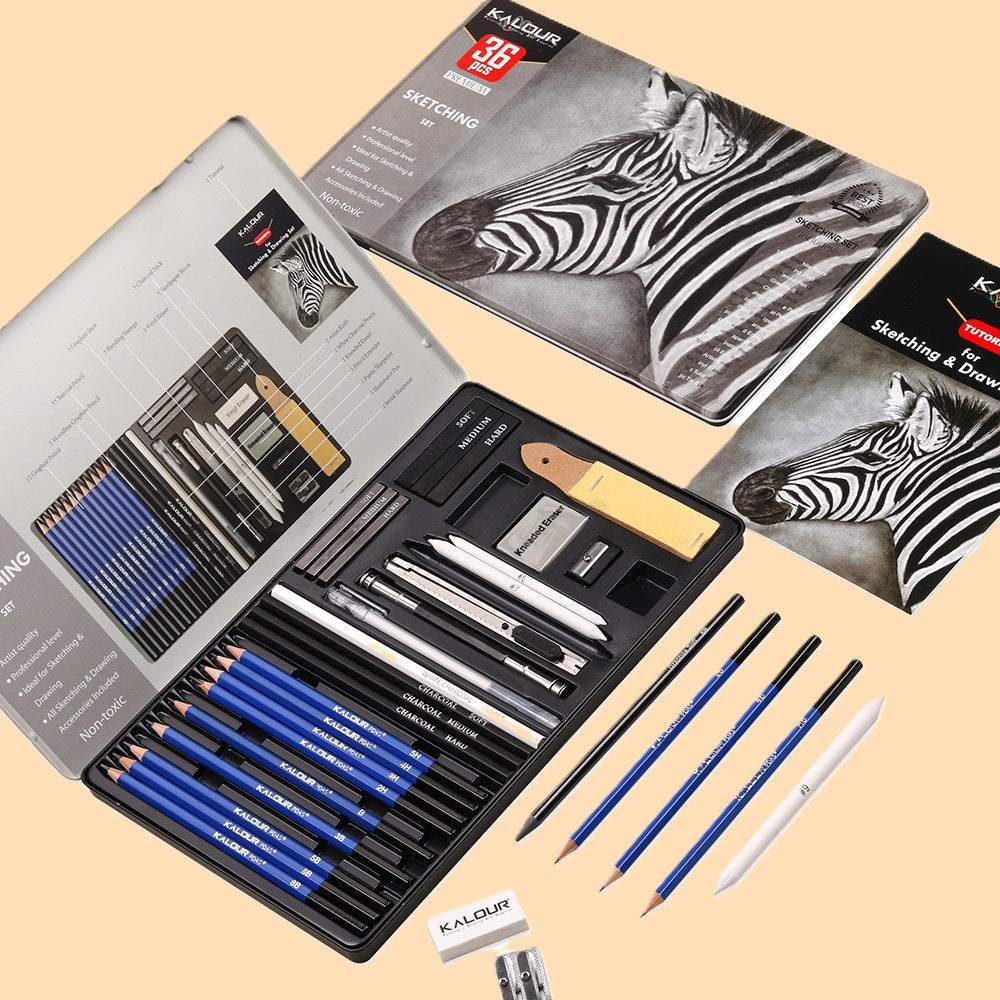 Conjunto de Desenho e Esboço Kalour (36 Peças) – Kit Profissional Completo