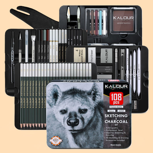Conjunto de Desenho Profissional KALOUR – 108 Peças Deluxe