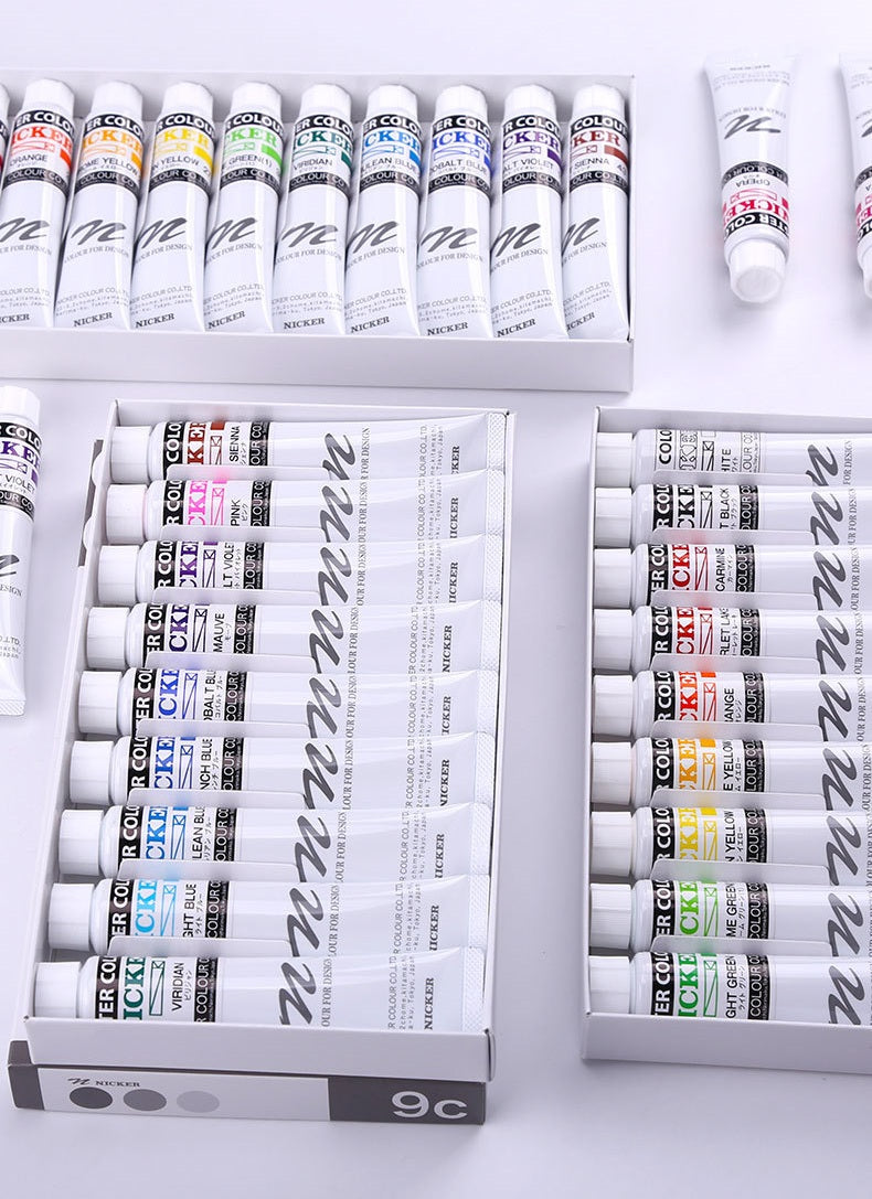 Guache Profissional Japonesa Nicker Poster Color - Conjunto 12 Cores x 20ml