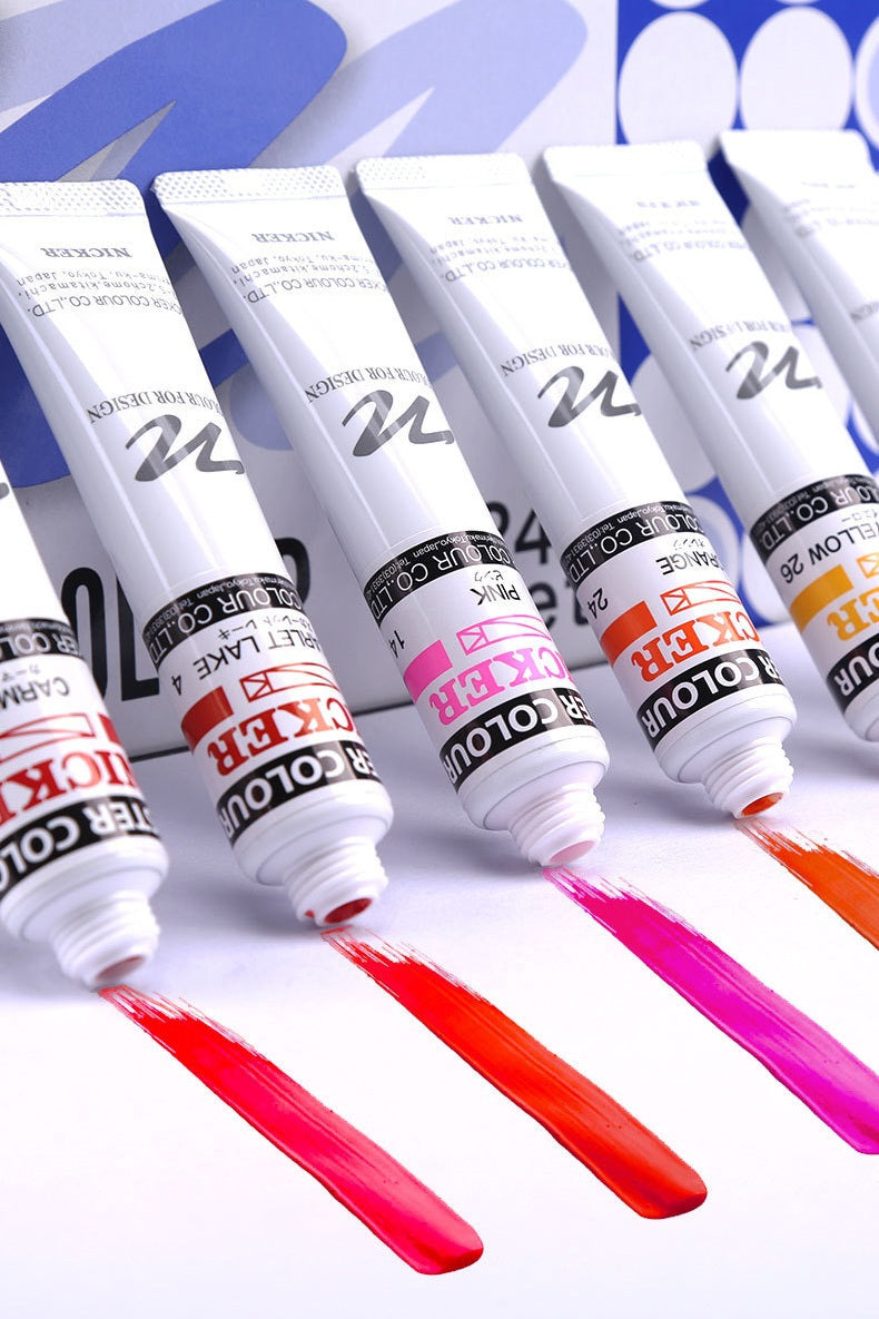Guache Profissional Japonesa Nicker Poster Color - Conjunto 36 Cores x 20ml