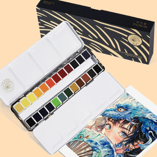 Conjunto de Aguarelas Paul Rubens 5ª Geração (Série Youlan) – Kit Premium Atelier 24 Cores em Pastilha