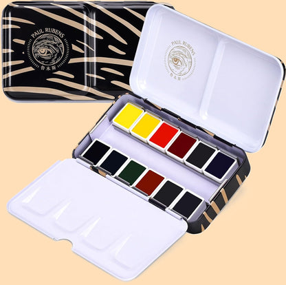 Conjunto de Aguarelas Paul Rubens 5ª Geração (Série Youlan) – Kit de Seleção Artista 12 Cores em Pastilha