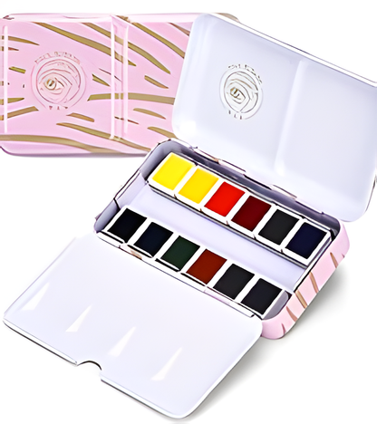 Conjunto de Aguarelas Paul Rubens 5ª Geração (Série Youlan) – Kit de Seleção Artista 12 Cores em Pastilha