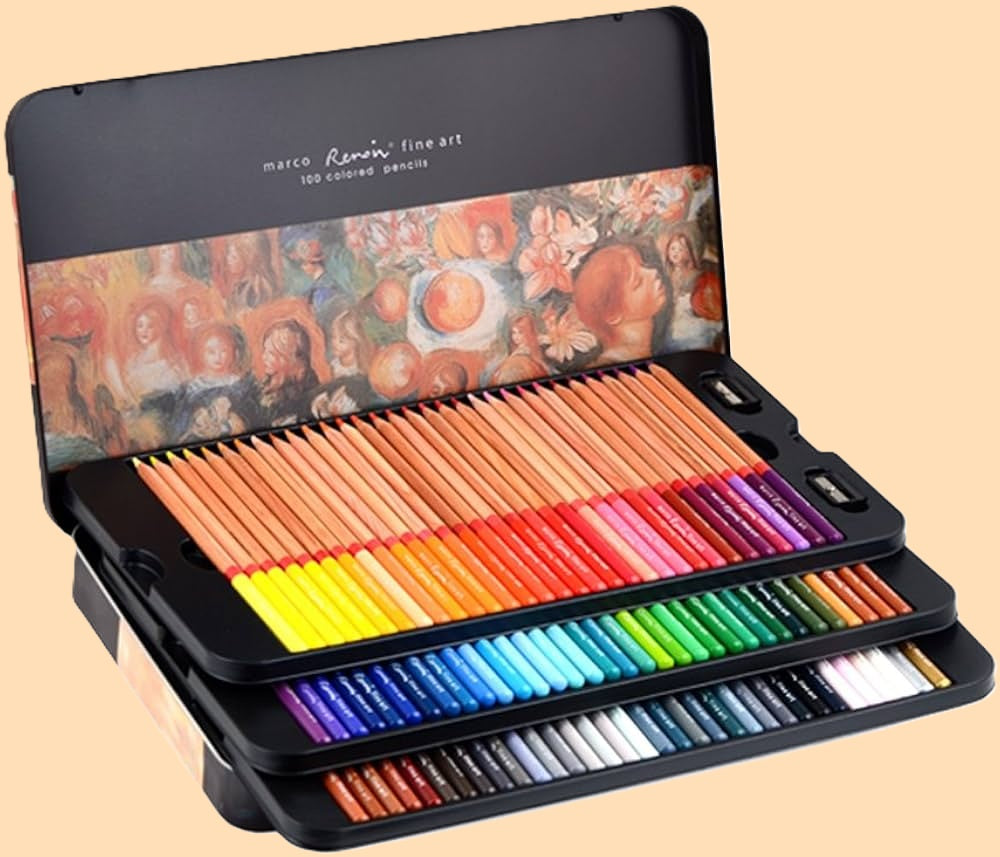 Lápis de Cor Marco Renoir Fine Arts Série 3100 -  Conjunto de 100 Cores