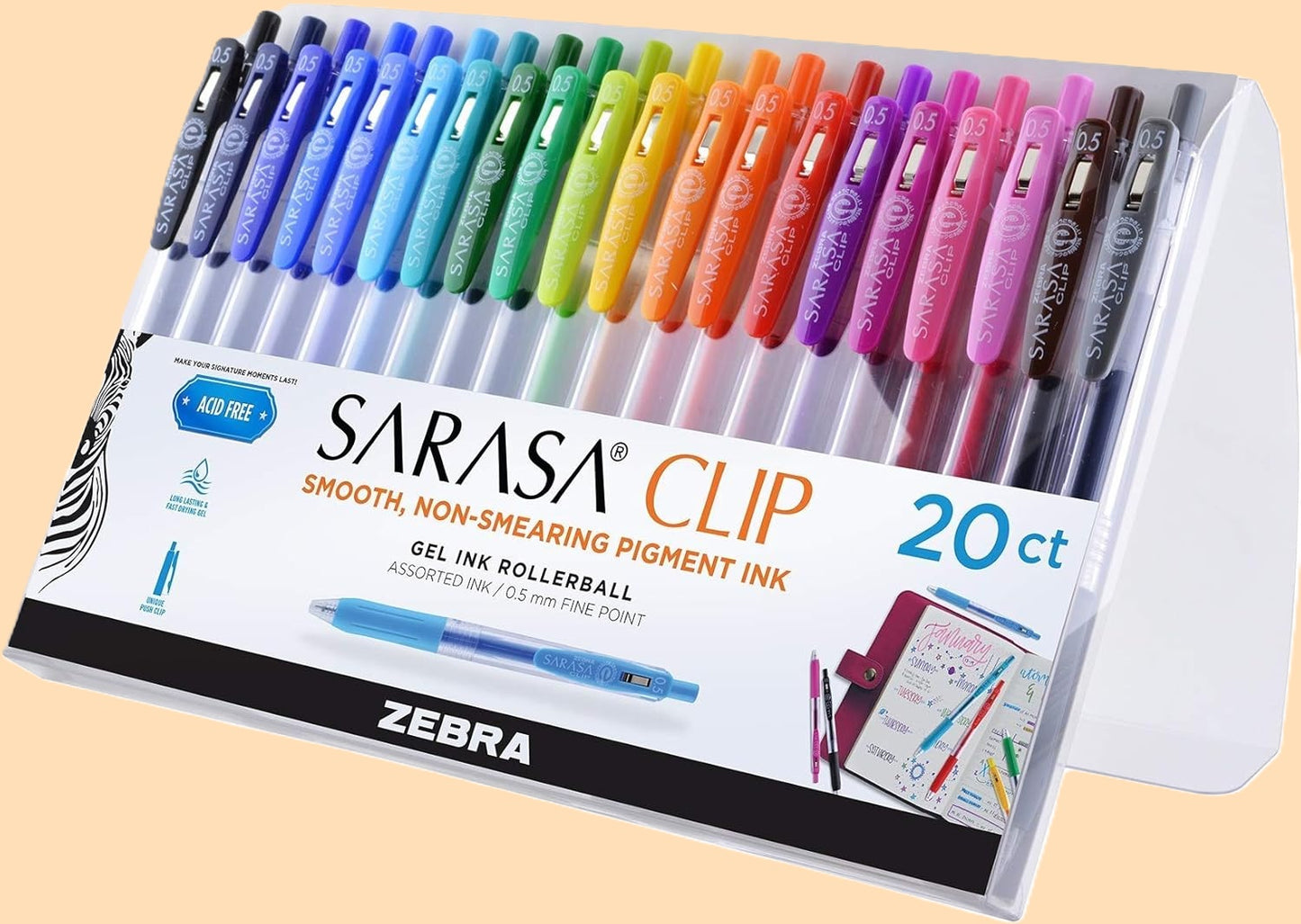 Canetas de Gel ZEBRA Clip-Vários Conjuntos 3/4/10/20 Cores + 20º Aniversário - Edição Limitada de 47 Cores