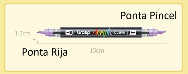 Marcadores Acrílicos Grasp Dupla Ponta - Cartuchos de Grande Capacidade 3,4 g