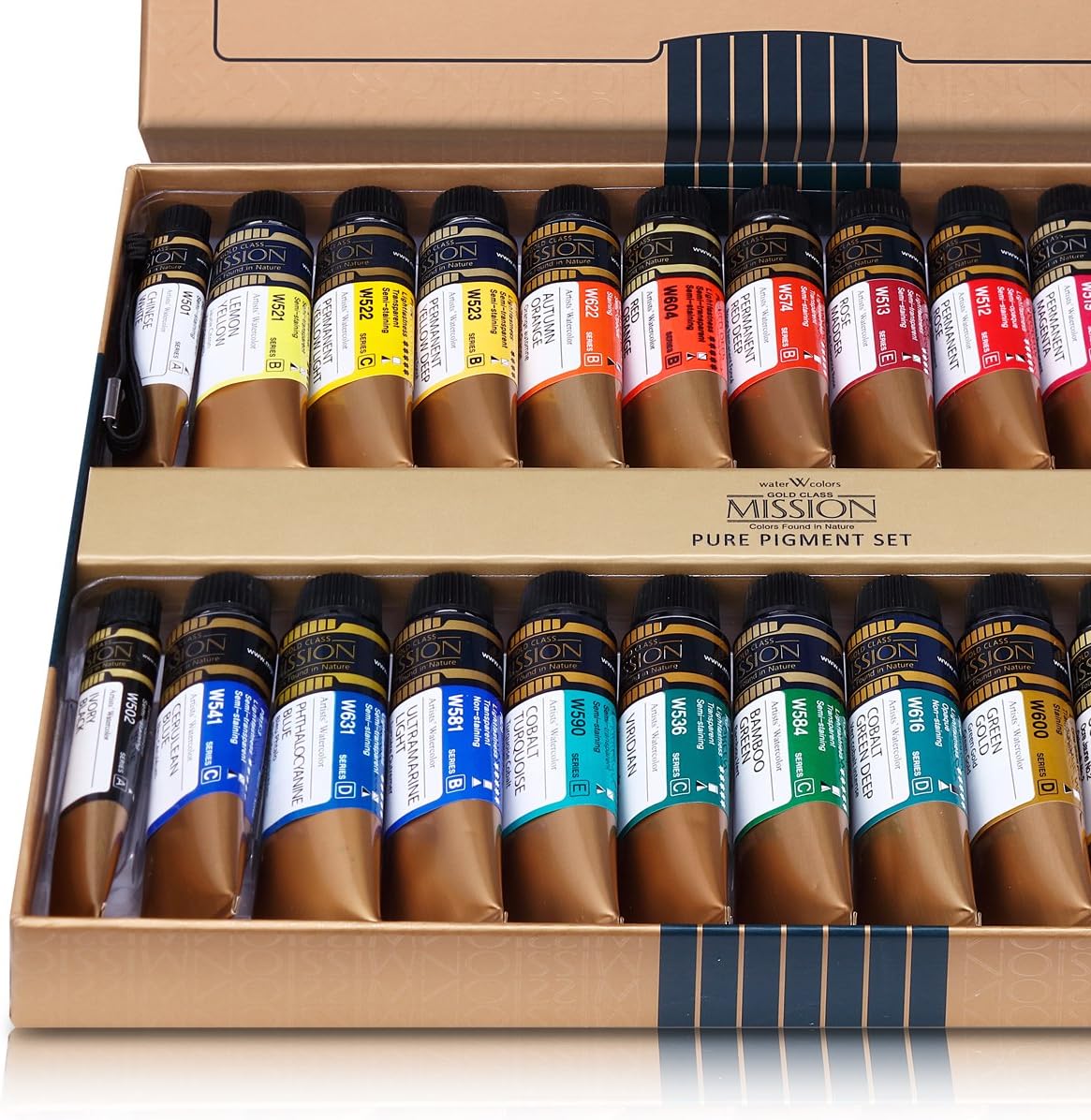 Aguarelas Profissionais Mijello-Mission Gold Class-Pure Pigment-24 Cores x 15ml +2 Cores(7ml)