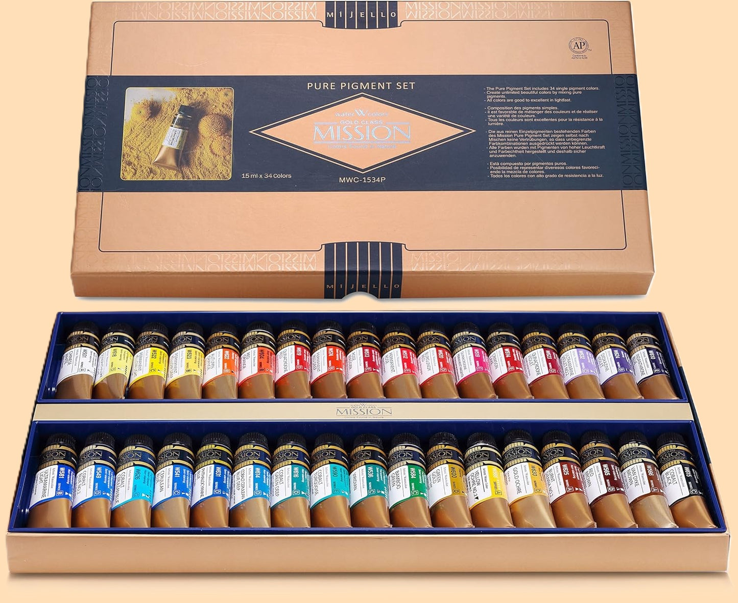 Aguarelas Profissionais Mijello-Mission Gold Class-Pure Pigment-36 Cores x 15ml