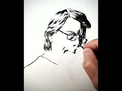 Pincel de Bolso Pentel Cor Preta + Recargas - Caligrafia - Desenho - Tinta à Prova de Água
