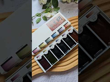 Boku-Undo E-Sumi Mei-Aguarelas Japonesas de Fusão Cromática com Tinta Sumi (Conjunto de 6 Cores Brilhantes)